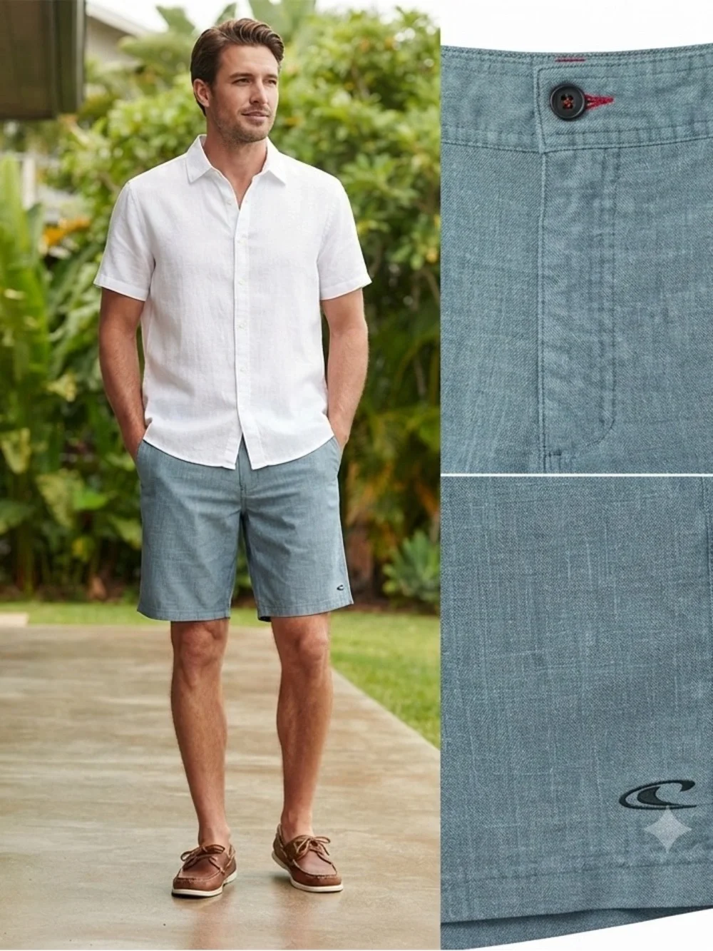 O’Neal Blue Hybrid Heather Lightweight Shorts Size 34
